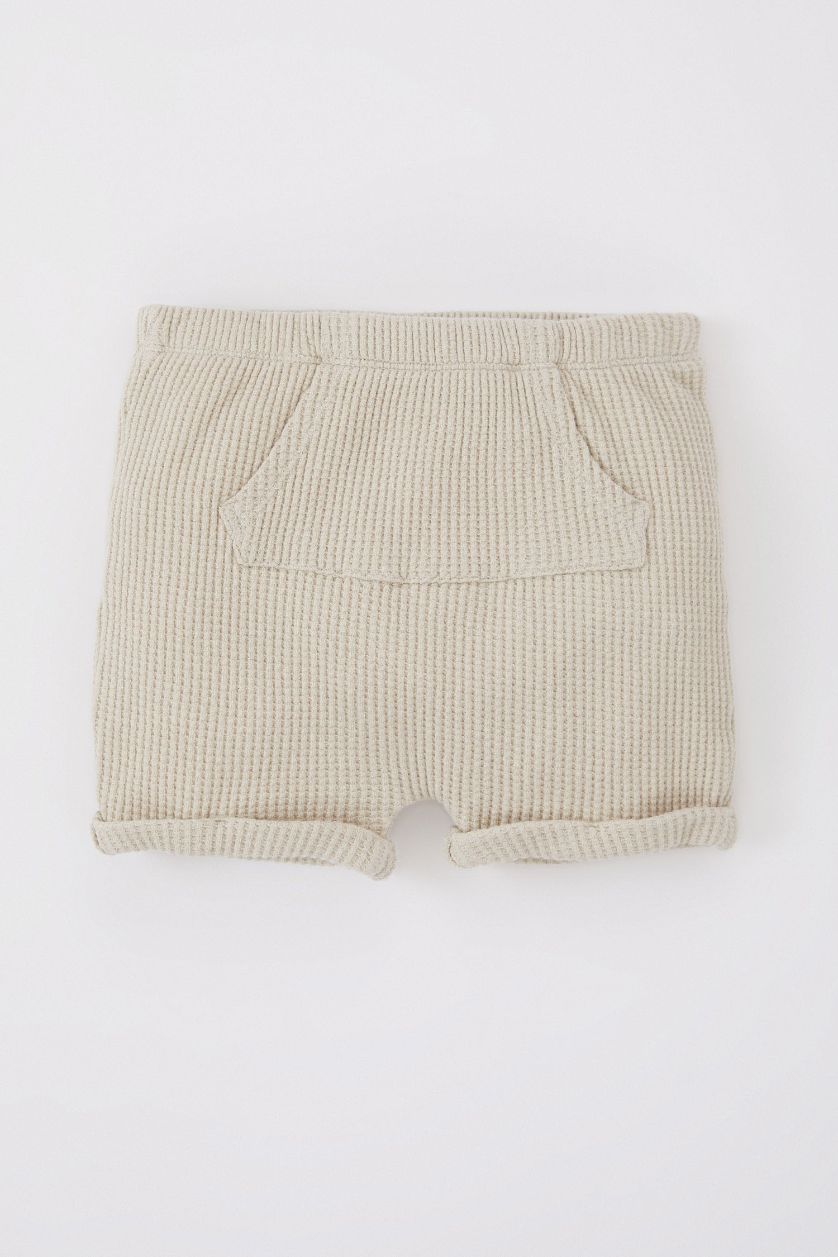 BABY BOY Beige Baby Boy Regular Fit Waffle Shorts