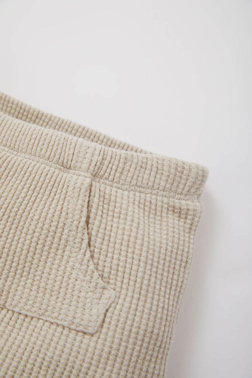 BABY BOY Beige Baby Boy Regular Fit Waffle Shorts