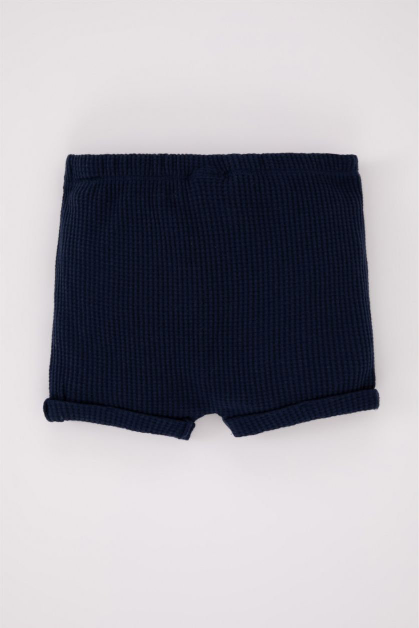 BABY BOY Indigo Baby Boy Kangaroo Pocket Waffle Shorts
