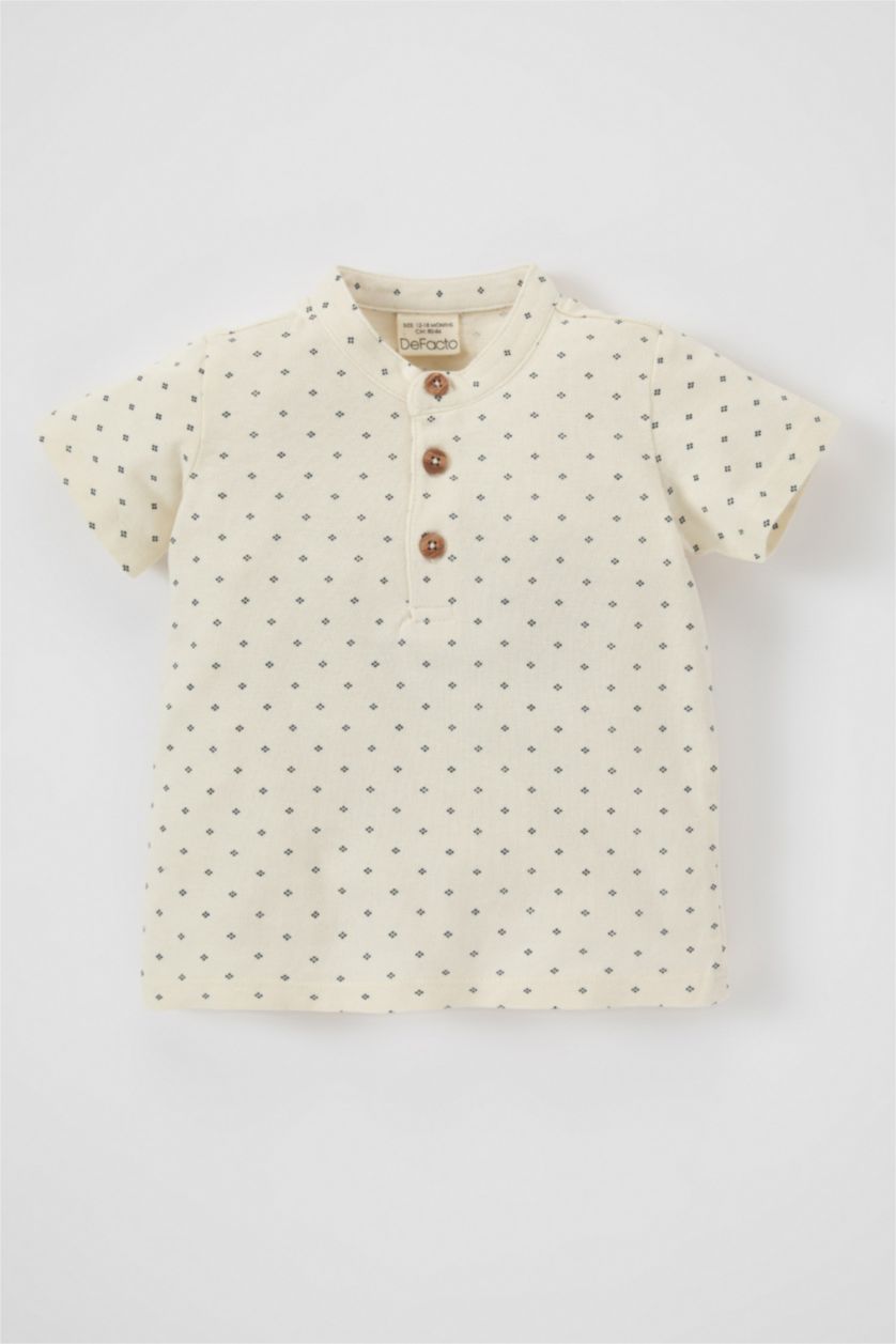 BABY BOY Ecru Baby Boy Regular Fit Pique Short Sleeve T-Shirt