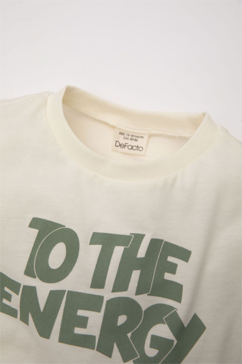 BABY BOY Ecru Baby Boy Printed Short Sleeve T-Shirt Shorts 2-Pack Set