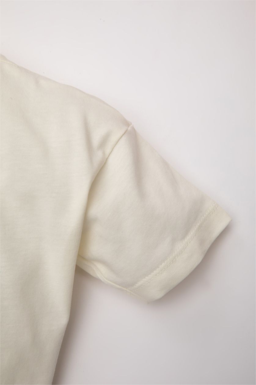 BABY BOY Ecru Baby Boy Printed Short Sleeve T-Shirt Shorts 2-Pack Set