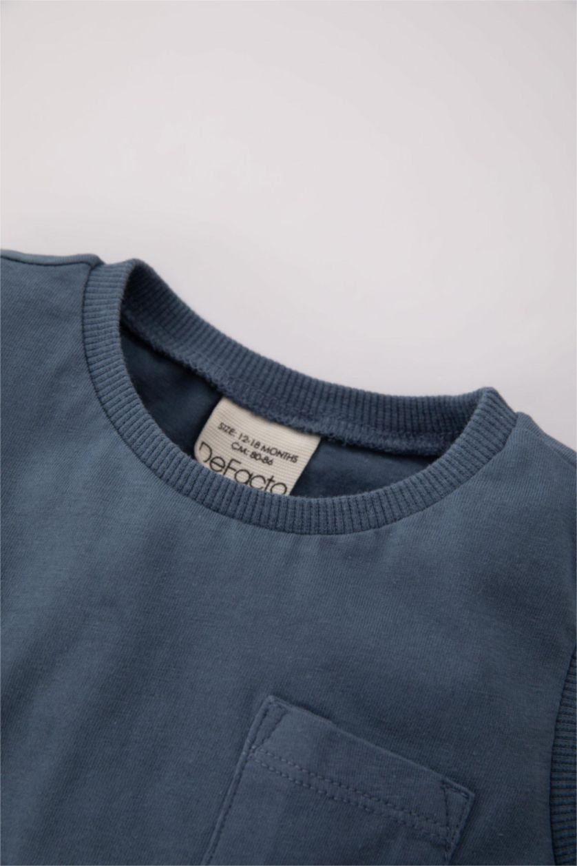 مولود ذكر نيلي فاتح أندر شيرت قصة عادية بدون أكمام - قطعتين