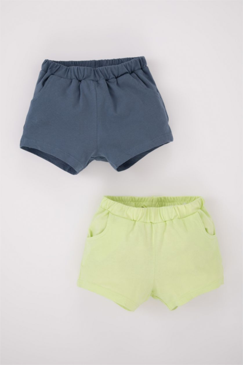 BÉBÉ GARÇON Indigo Clair Lot De 2 Shorts Bébé Garçon En Coton Peigné