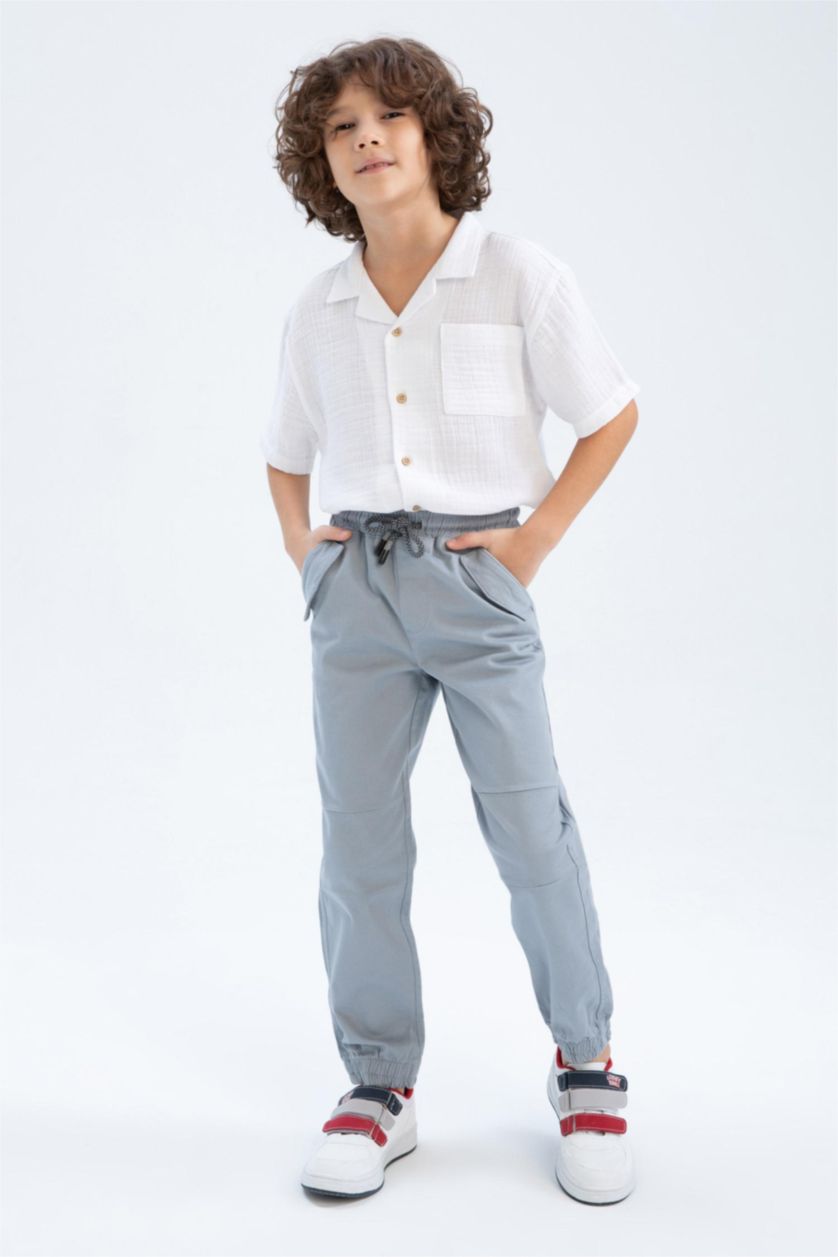BOYS & TEENS Grey Boy Jogger Gabardine Trousers