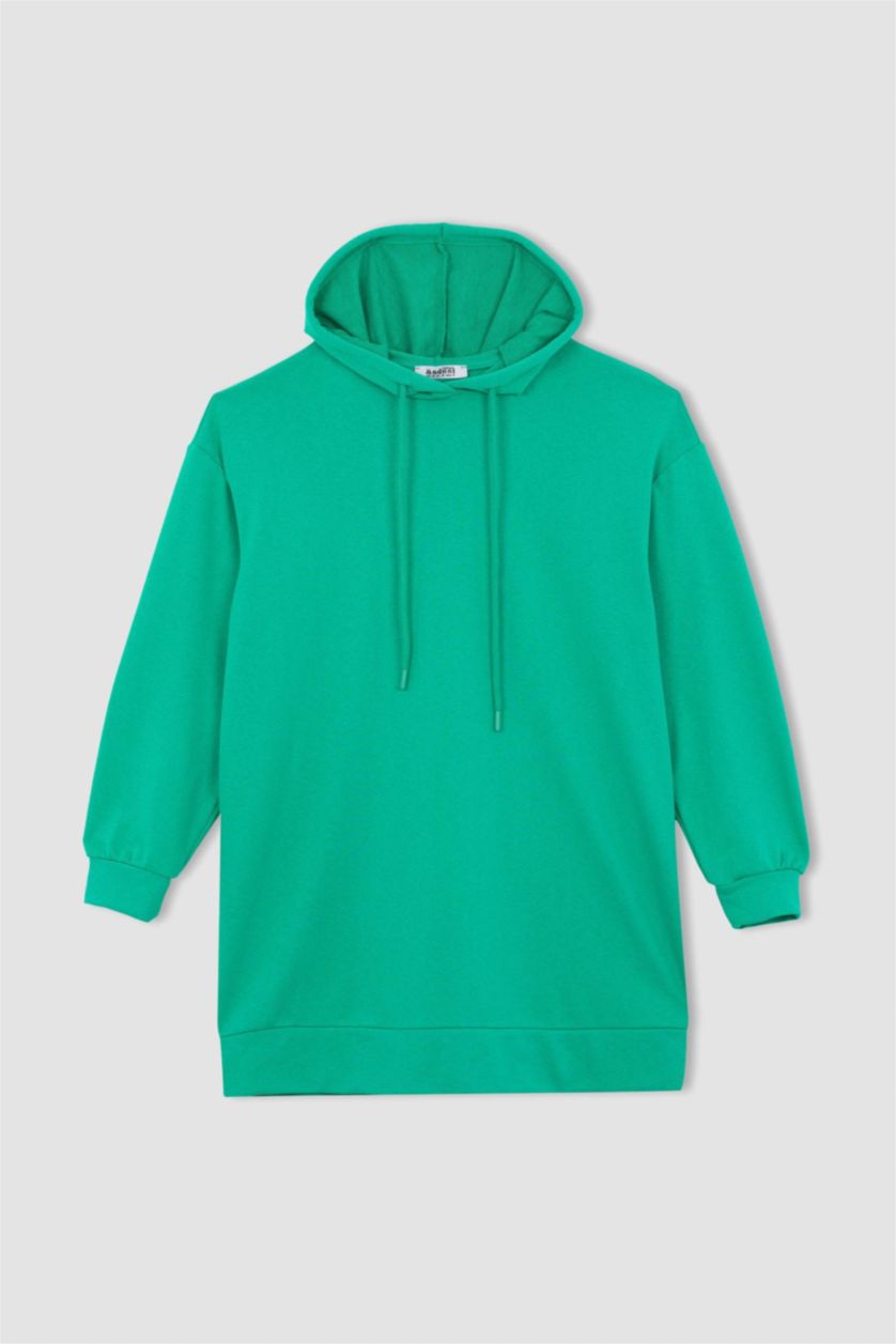 FEMME Vert Tunique Décontractée À Capuche