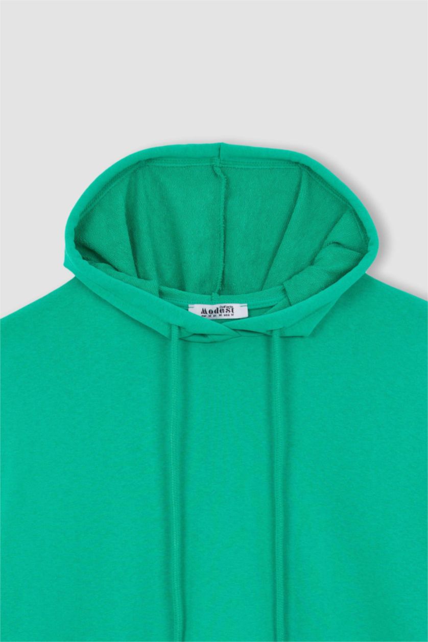 FEMME Vert Tunique Décontractée À Capuche