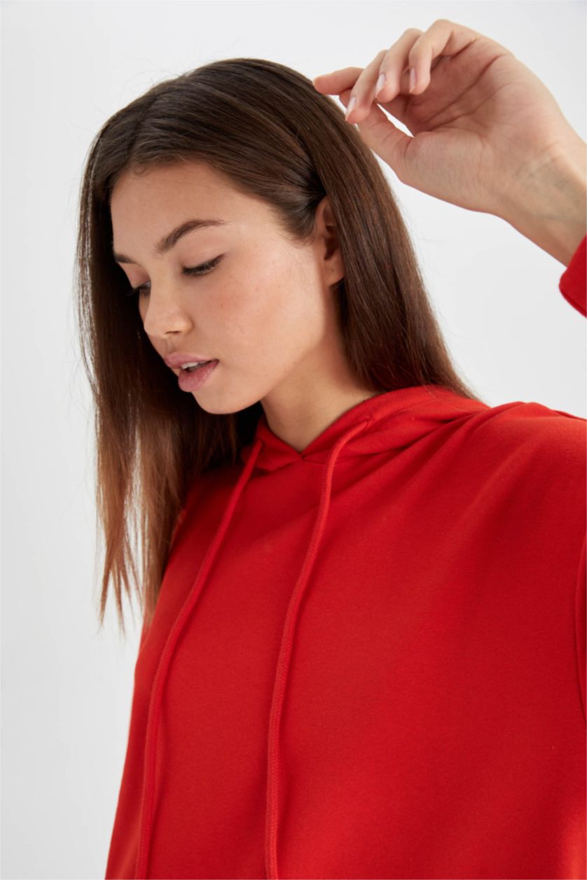 WOMAN Red Relax Fit Hooded Sweatshirt Tunic