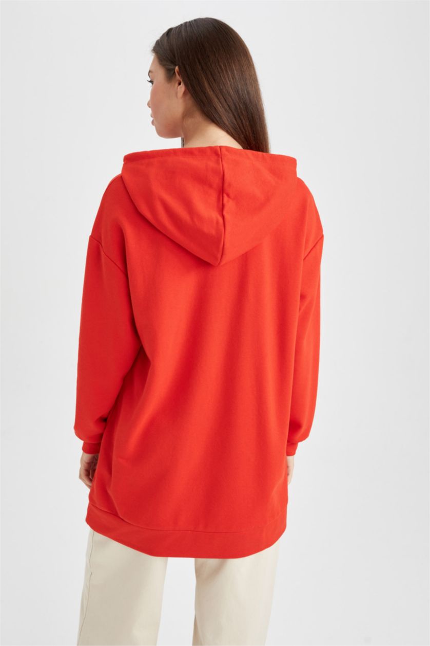 WOMAN Red Relax Fit Hooded Sweatshirt Tunic
