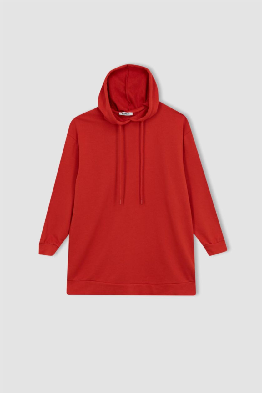 WOMAN Red Relax Fit Hooded Sweatshirt Tunic