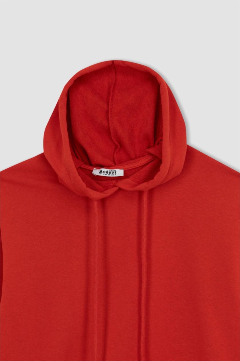 WOMAN Red Relax Fit Hooded Sweatshirt Tunic