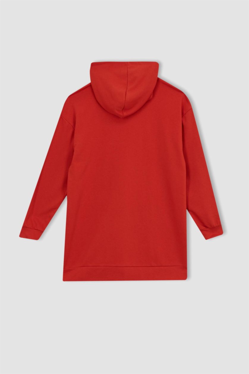 WOMAN Red Relax Fit Hooded Sweatshirt Tunic