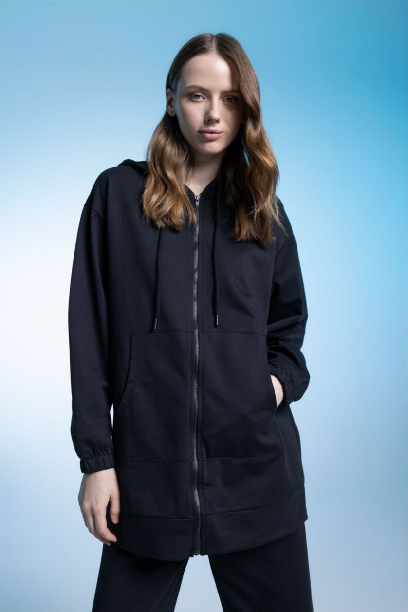 WOMAN Black Relax Fit Hooded Cardigan