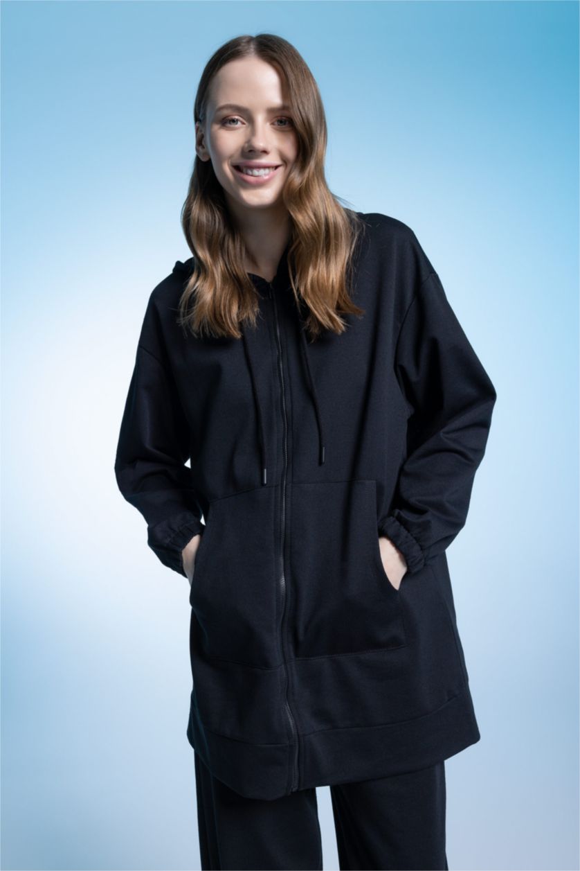 WOMAN Black Relax Fit Hooded Cardigan