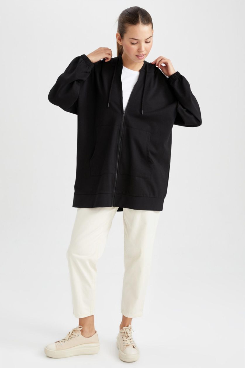 WOMAN Black Relax Fit Hooded Cardigan