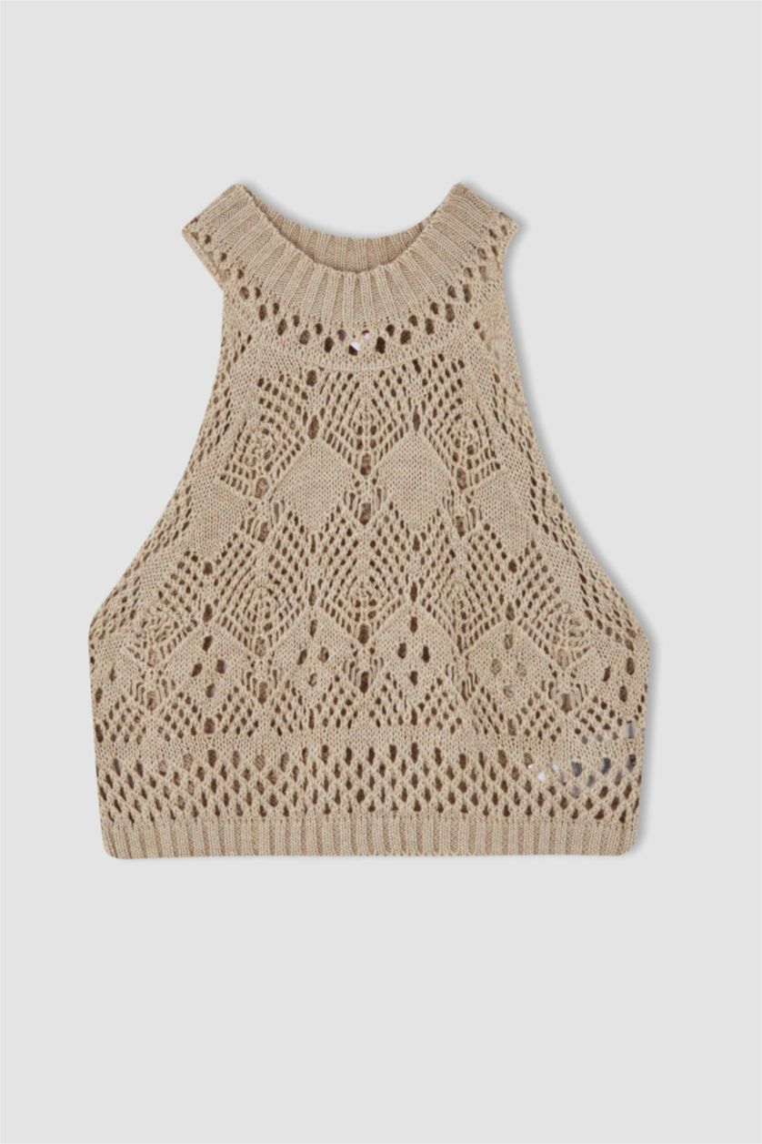 Kadın Bej Regular Fıt Pamuk Akrilik Plaj Kıyafeti