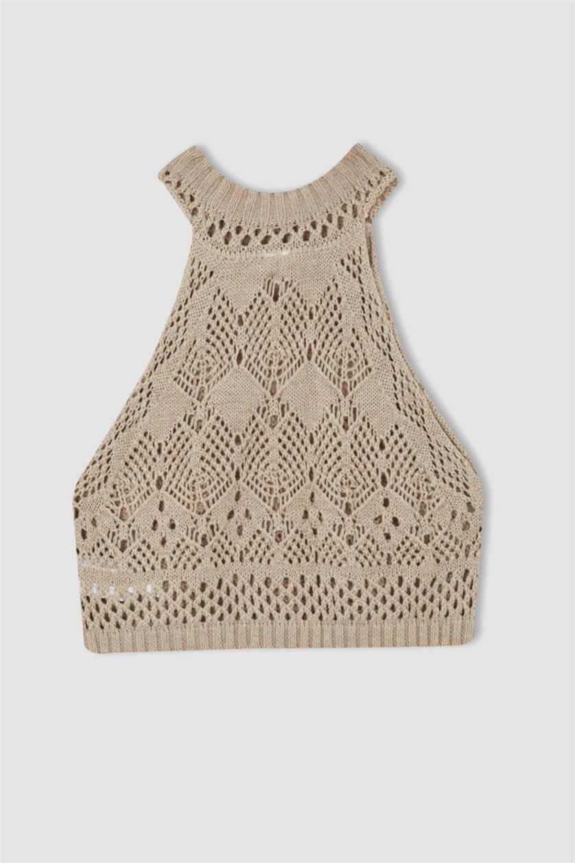 Kadın Bej Regular Fıt Pamuk Akrilik Plaj Kıyafeti