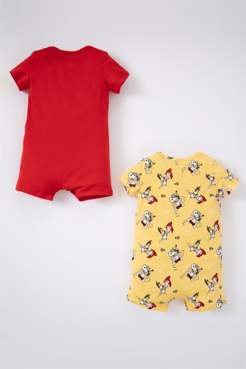 BABY BOY Red Baby Boy Snoopy Licensed Combed Cotton 2-piece Rompers