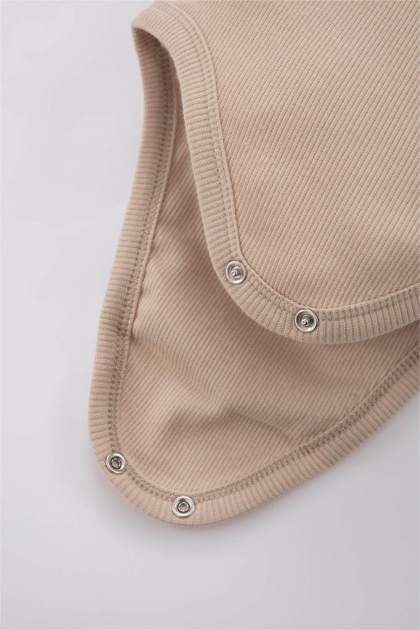 BABY GIRL Beige Baby Boy Short Sleeve Ribbed Camisole Snap Fastener Body Shorts 2-Pack