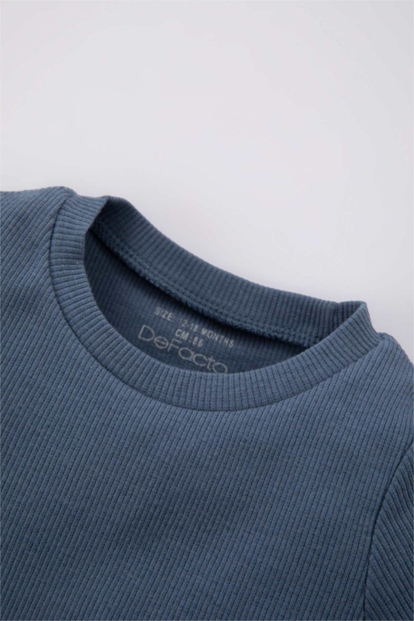 BABY BOY Light Indigo Baby Boy Short Sleeve Ribbed Camisole Snap Fastener Body Shorts 2-Pack