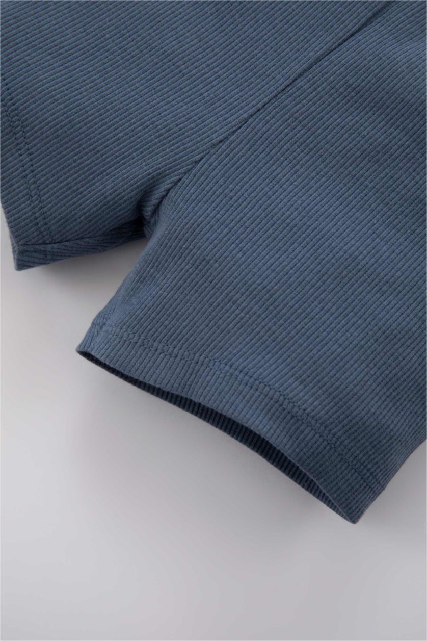 BABY BOY Light Indigo Baby Boy Short Sleeve Ribbed Camisole Snap Fastener Body Shorts 2-Pack