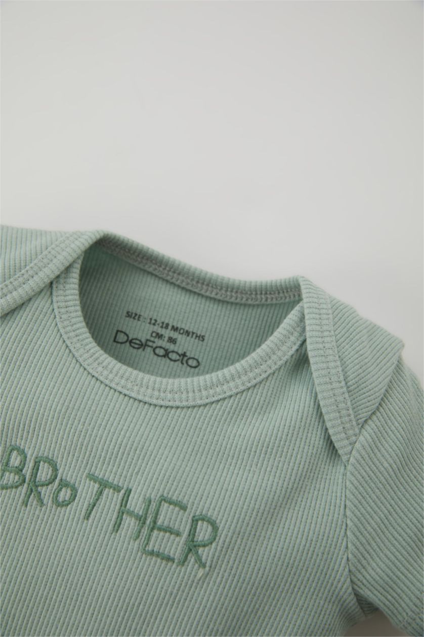 BABY BOY Mint 2 piece Regular Fit Crew Neck Embroidered Set