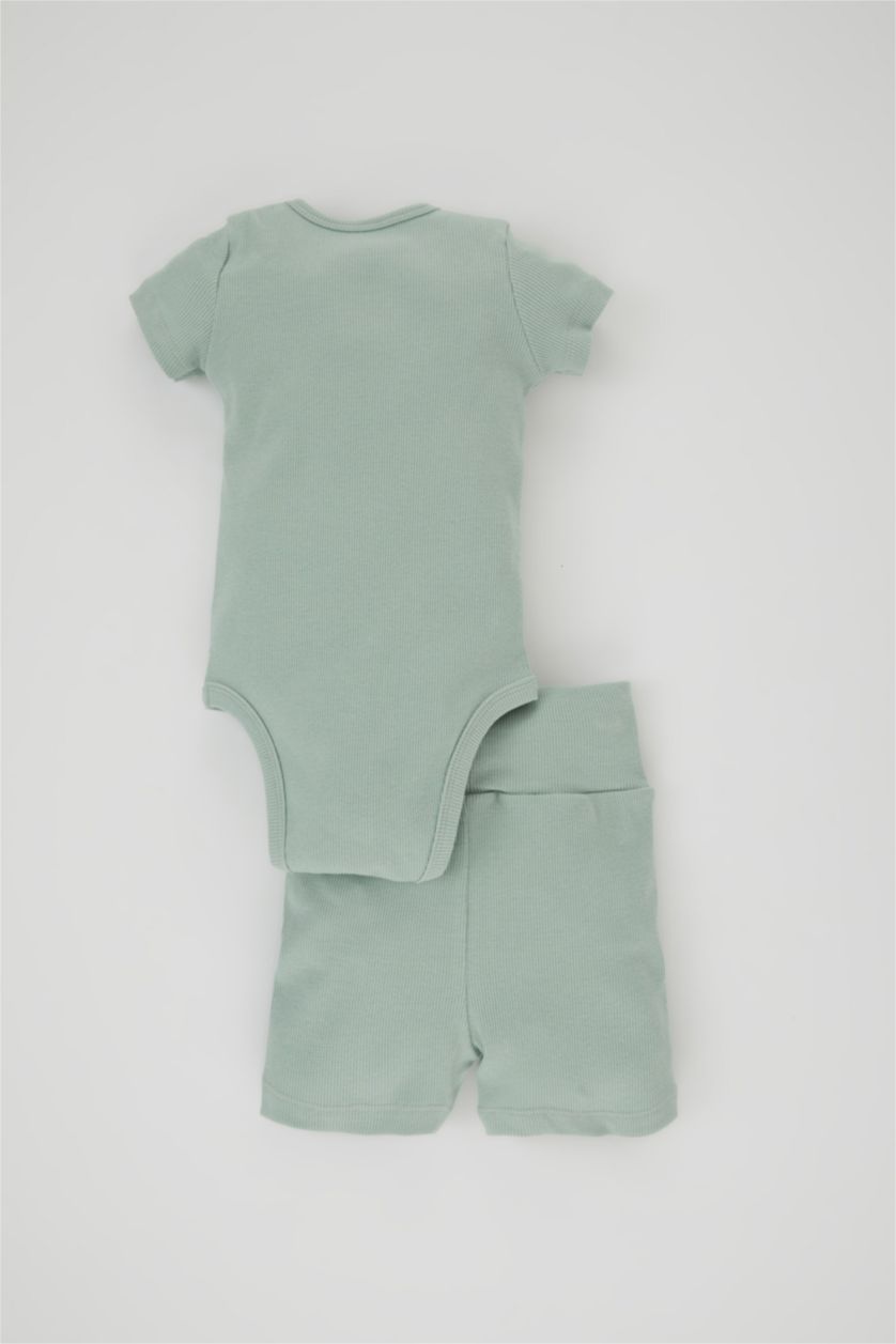 BABY BOY Mint 2 piece Regular Fit Crew Neck Embroidered Set