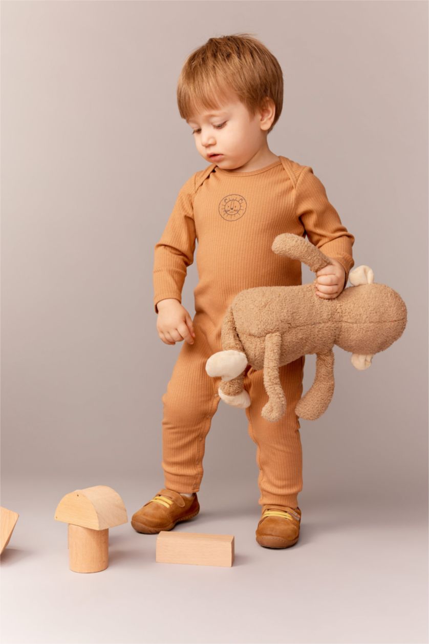 BABY BOY Camel Baby Boy Newborn Ribbed Camisole Jumpsuit