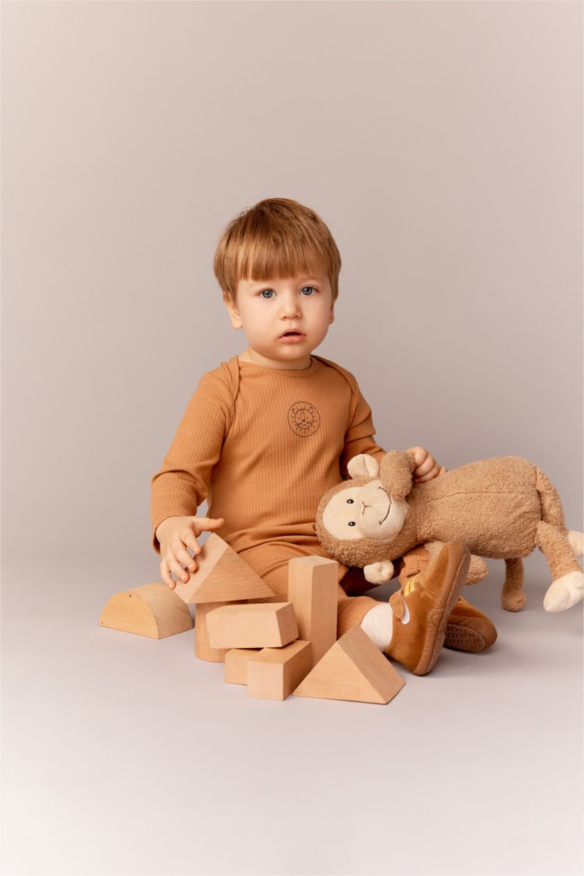 BABY BOY Camel Baby Boy Newborn Ribbed Camisole Jumpsuit