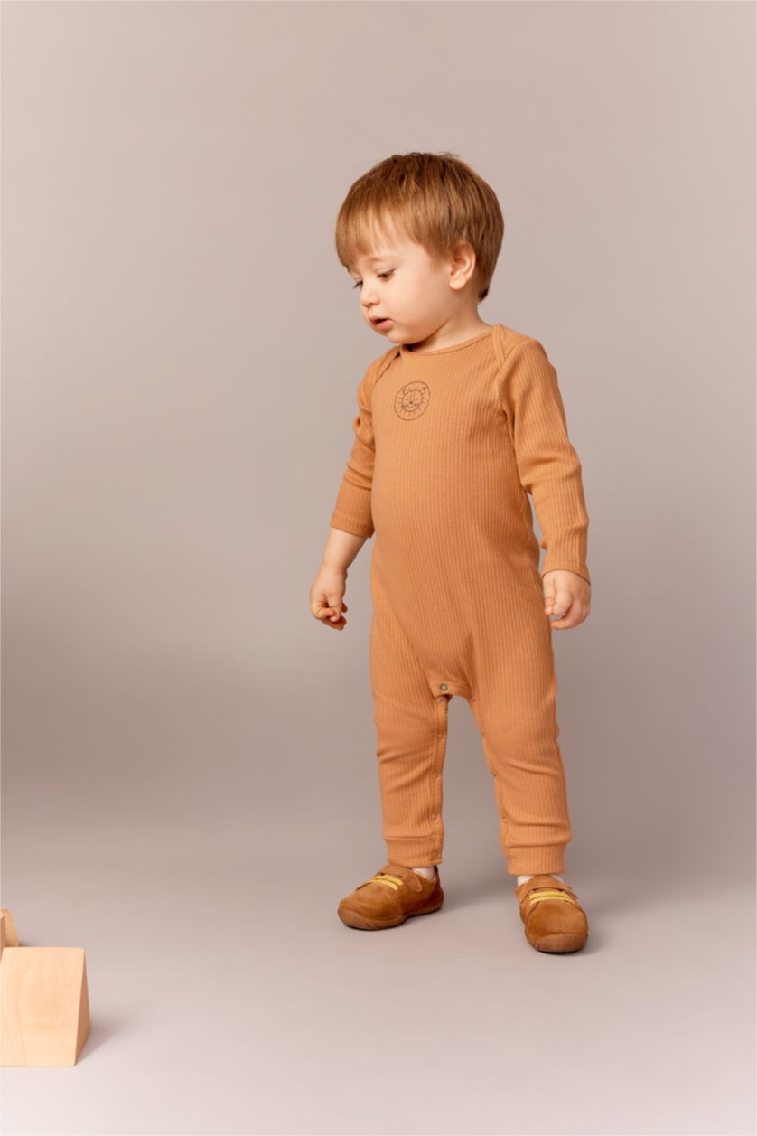 BABY BOY Camel Baby Boy Newborn Ribbed Camisole Jumpsuit