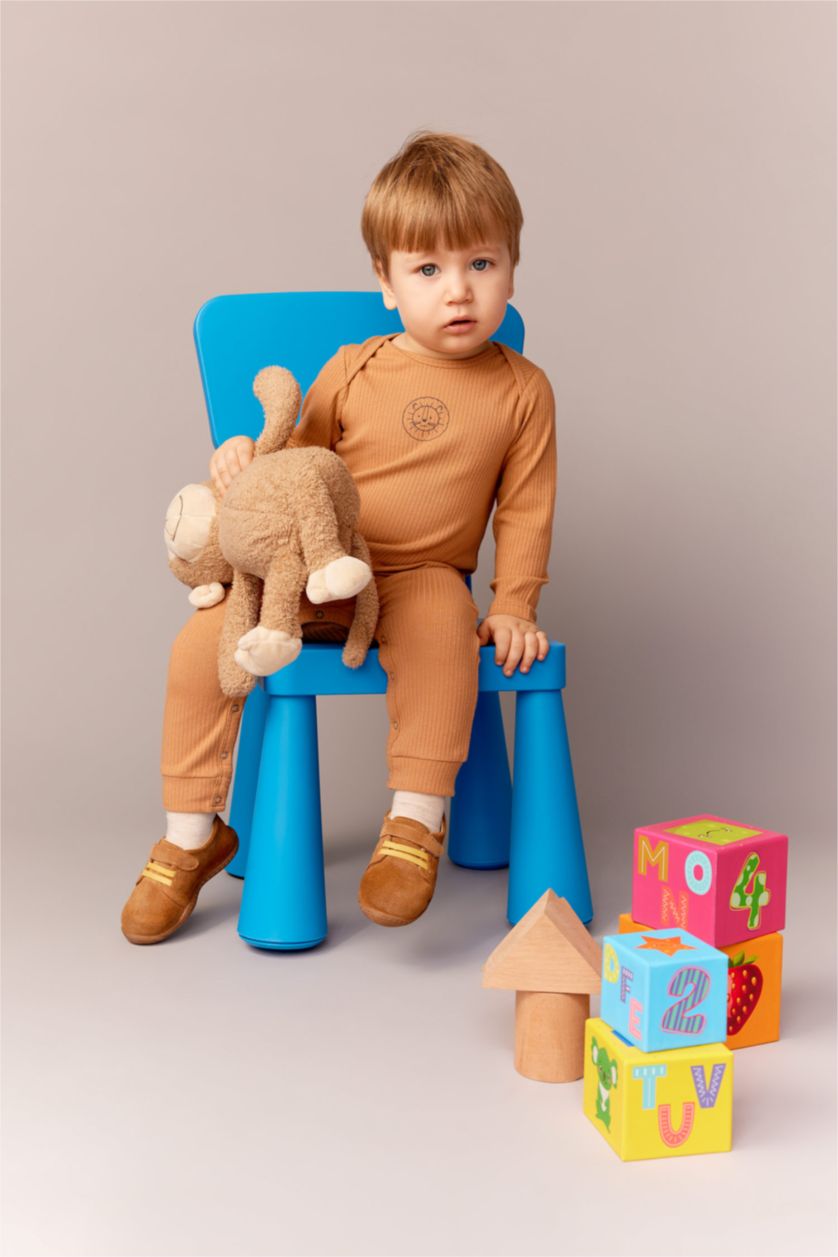 BABY BOY Camel Baby Boy Newborn Ribbed Camisole Jumpsuit