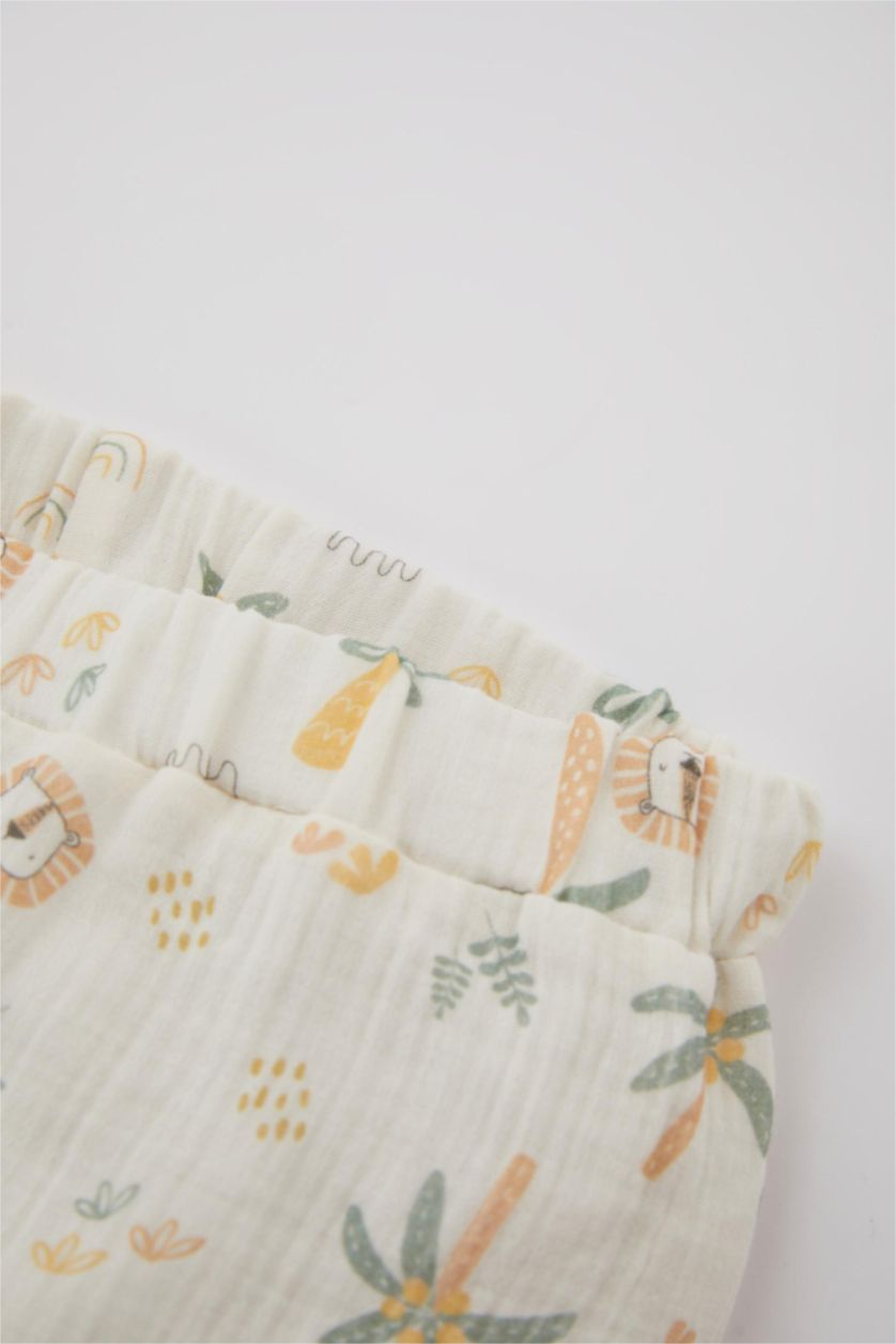 Erkek Bebek Ekru Erkek Bebek Safari Uzun Kollu Zıbın Alt Müslin 2'li Takım