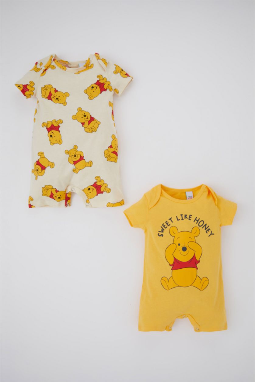 BABY BOY Yellow Baby Boy Disney Winnie The Pooh Licensed Combed Cotton 2-Pack Jumpsuit