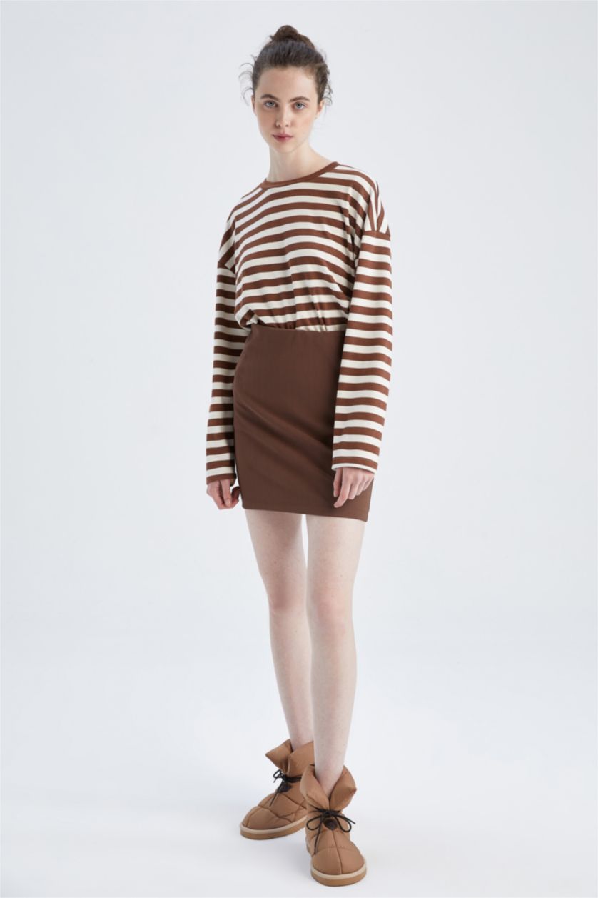 FEMME Marron Jupe En Tricot