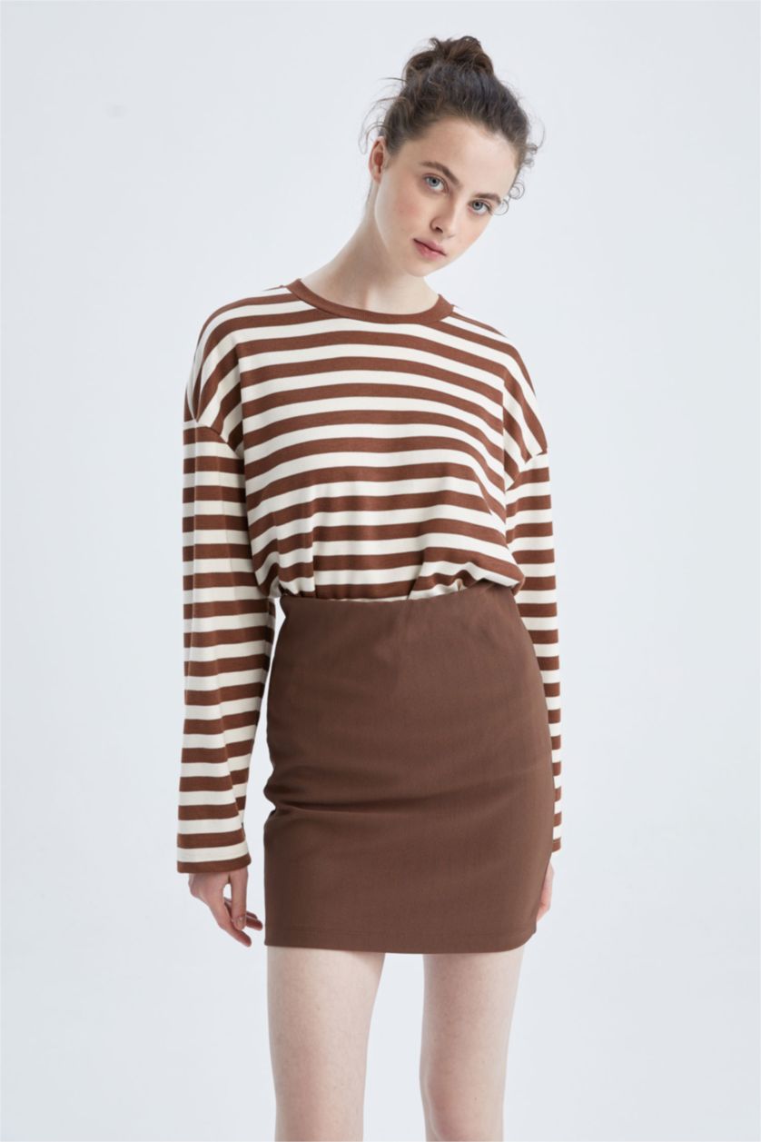 FEMME Marron Jupe En Tricot