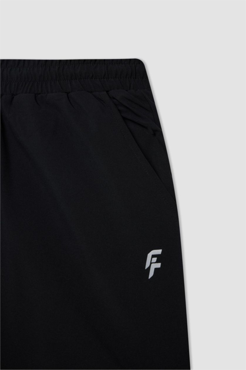 Man Black DeFactoFit Slim Fit Sports Woven Shorts