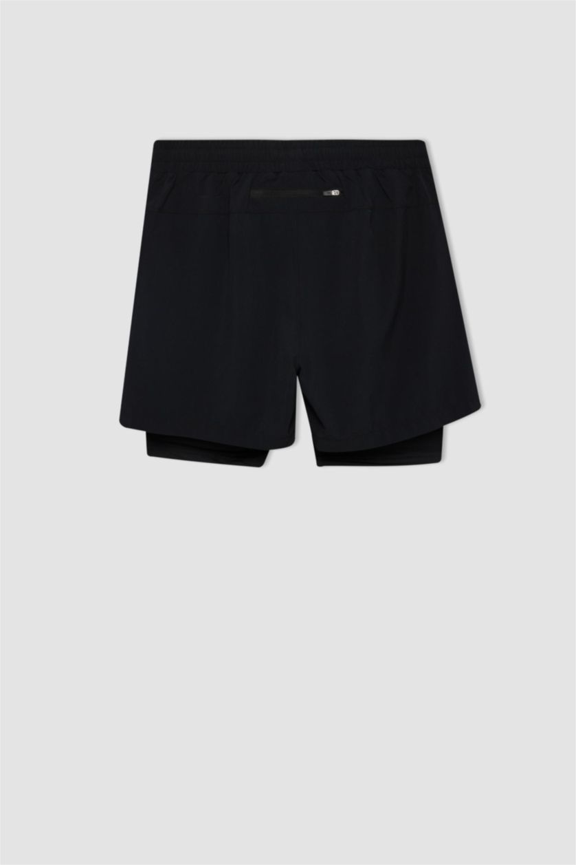 Man Black DeFactoFit Slim Fit Sports Woven Shorts