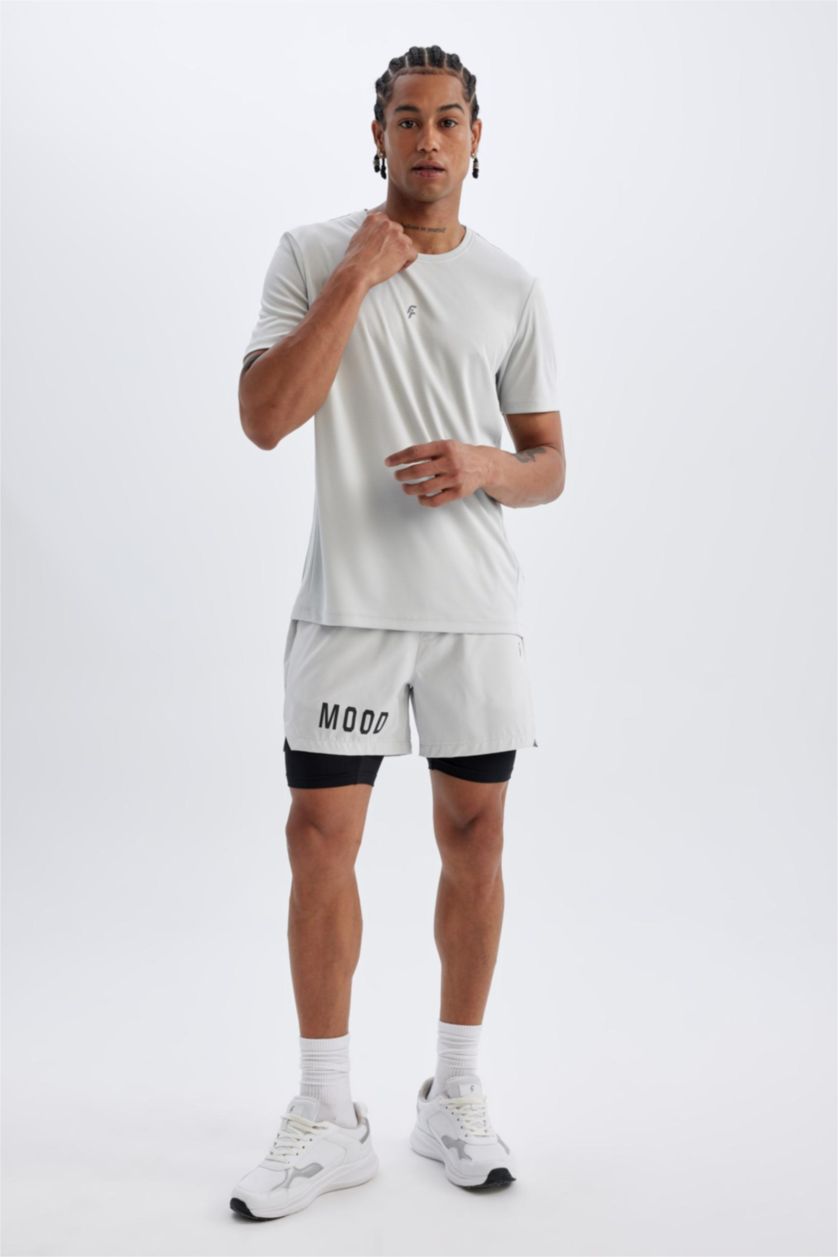 Erkek Taş Slim Fit Dar Kesim Fermuarlı Telefon Cepli Sporcu Taytlı Şort