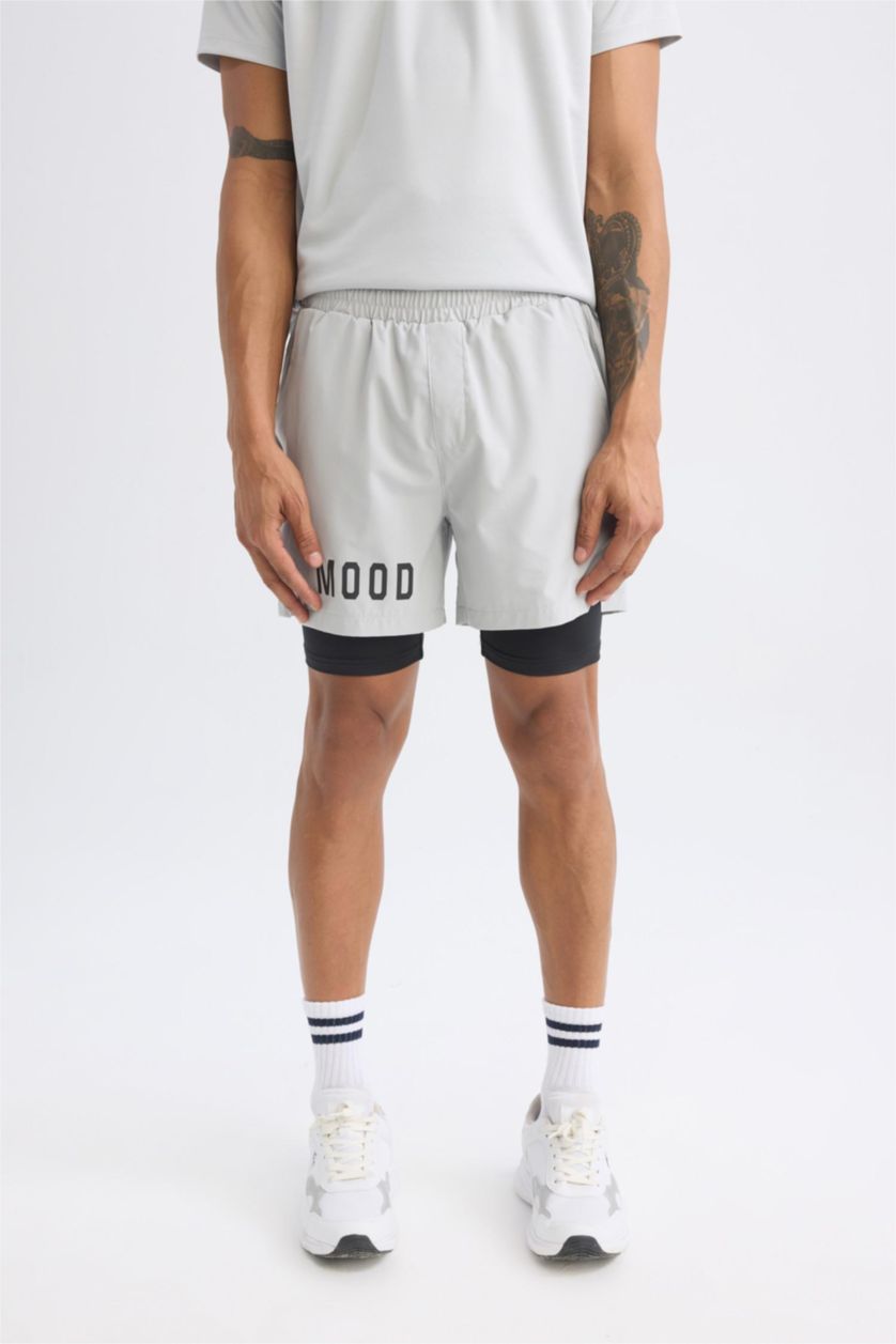 Men Light Grey DeFactoFit Slim Fit Woven Shorts
