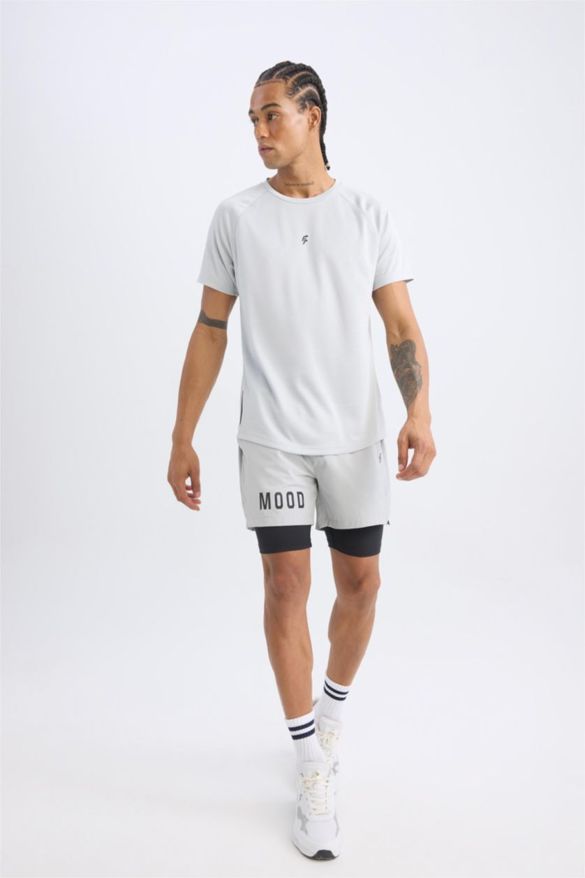 Men Light Grey DeFactoFit Slim Fit Woven Shorts