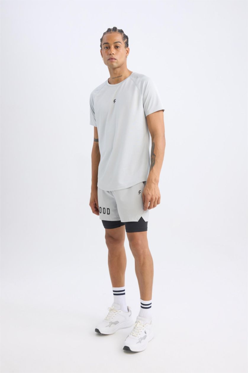 Men Light Grey DeFactoFit Slim Fit Woven Shorts