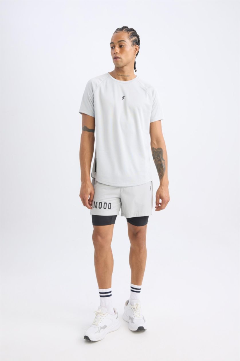 Men Light Grey DeFactoFit Slim Fit Woven Shorts
