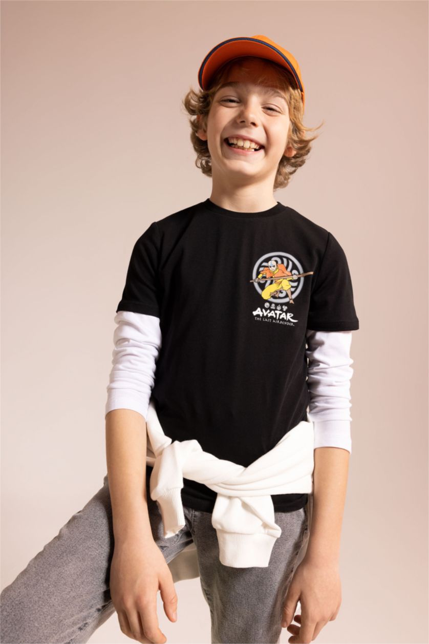 أولاد أسود تي شيرت بأكمام قصيرة بقصة عادية من افاتر ذا لاست ايربندر