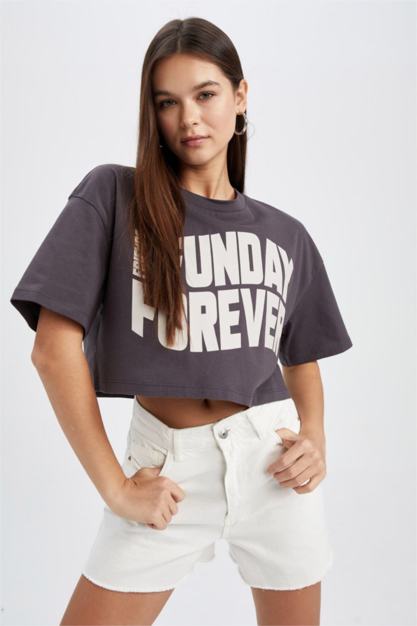 FEMME Anthracite T-shirt à manches courtes Coupe Oversize