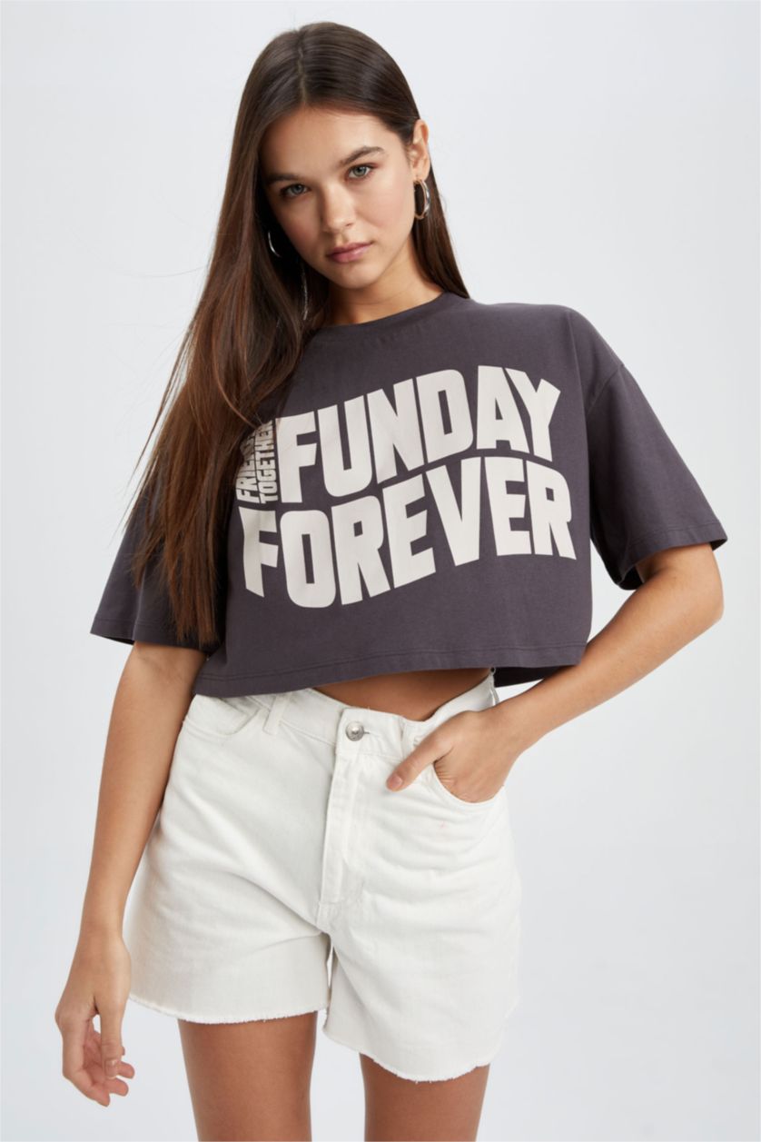 FEMME Anthracite T-shirt à manches courtes Coupe Oversize