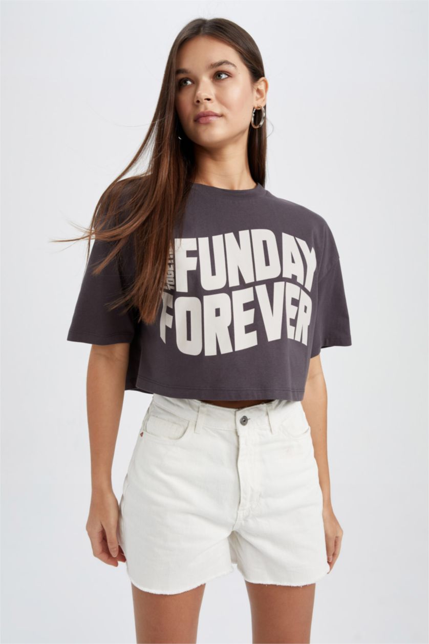 FEMME Anthracite T-shirt à manches courtes Coupe Oversize