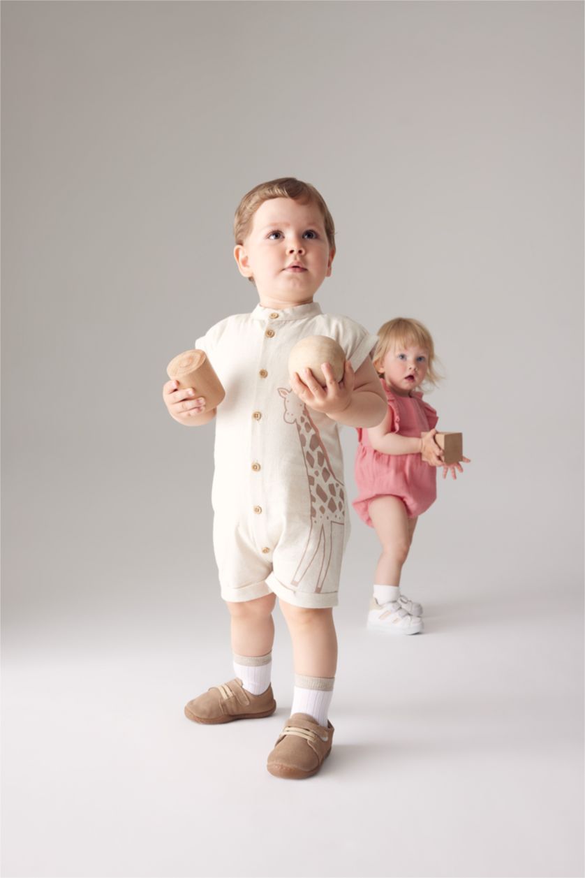 BABY BOY Beige Baby Boy Linen Rompers