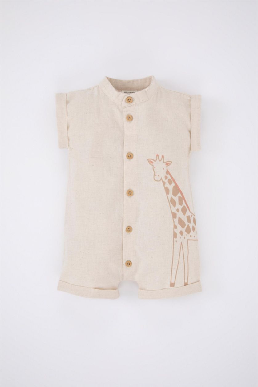BABY BOY Beige Baby Boy Linen Rompers