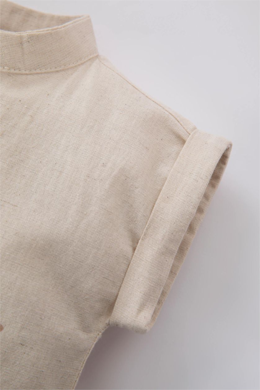 BABY BOY Beige Baby Boy Linen Rompers