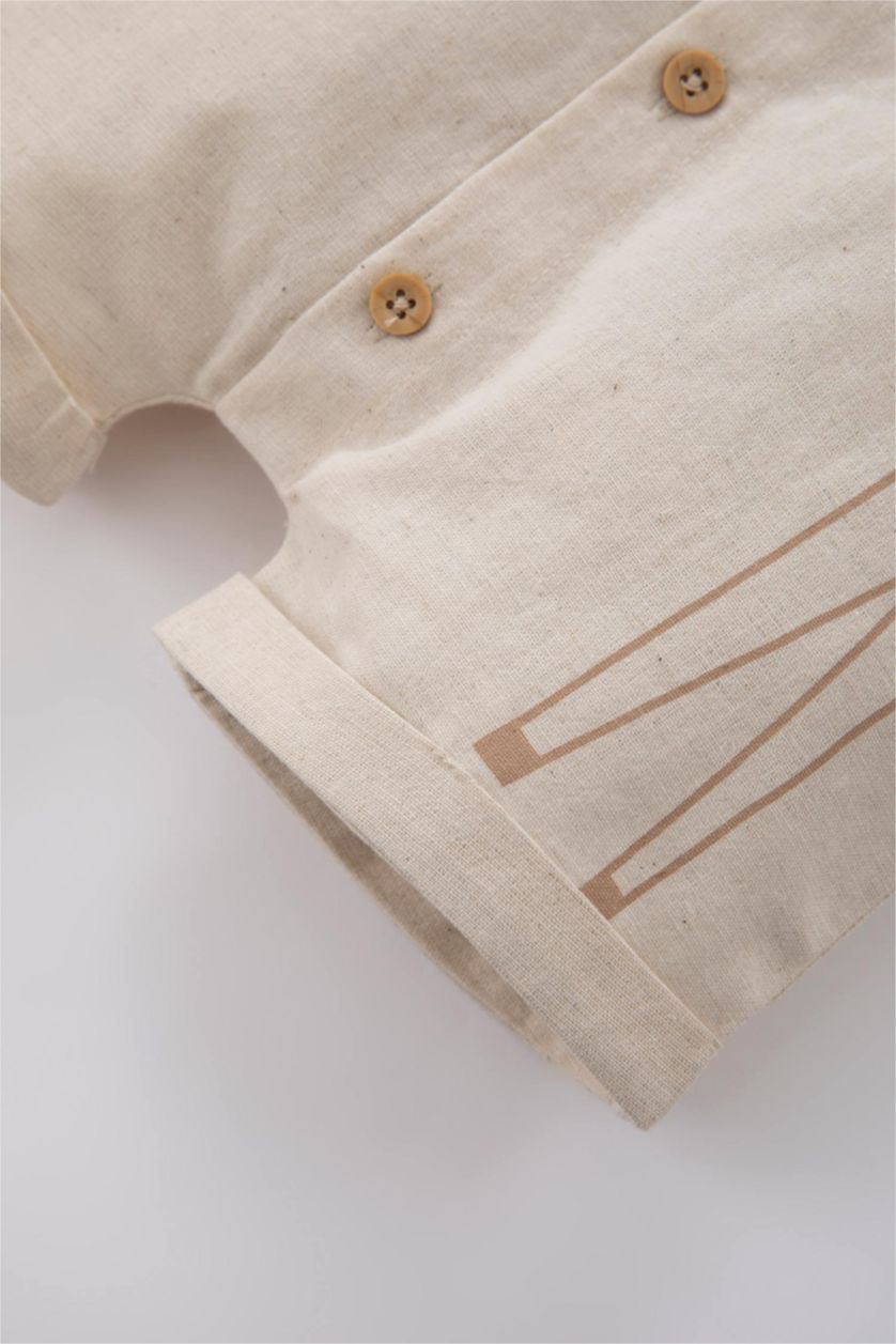 BABY BOY Beige Baby Boy Linen Rompers